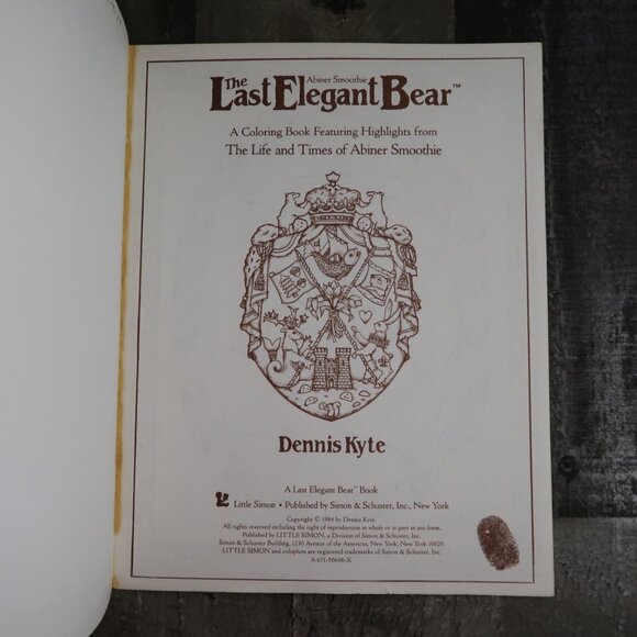1984 Coloring Book The Last Elegant Bear by Dennis Kyle Vintage Uncolored - Picture 4 of 6